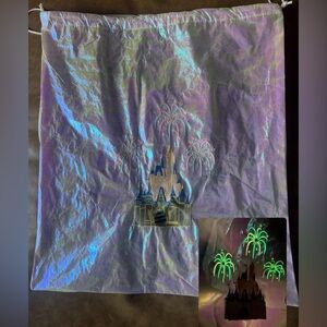 Disney Castle with glow in the dark fire works large draw string laundry bag